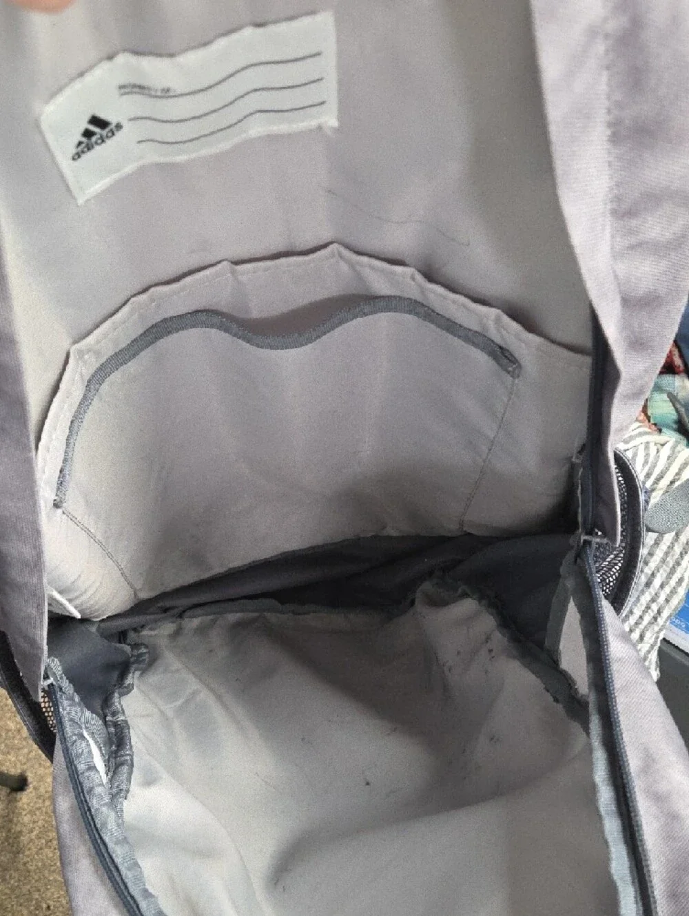 adidas Gray Backpack with Blue Accents